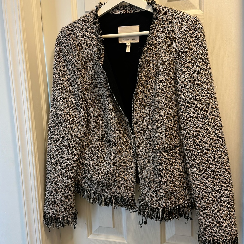 Rebecca Taylor blush and black tweed jacket - size 10